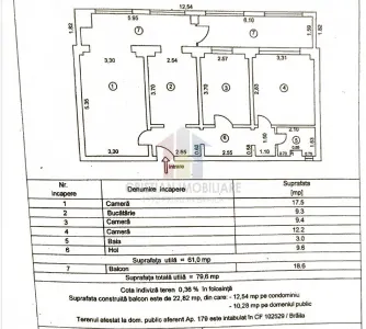 PARTER +Balcon 12m conf1 decomandat 3 cam 84 mp Viziru 3 - Braila