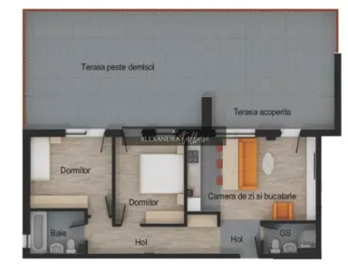 Apartament 3 camere, 2 bai, 64 mp utili, terasa 74 mp, garaj, boxa - Floresti