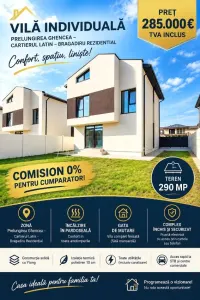 Vanzare - Casa Individuala  - Vila  P+1+M - Prelungirea Ghencea - Cartierul Latin - 285000E TVA INCLUS - Comision 0 ! - Bucuresti