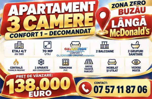 Apartament 3 camere Buzău - poza 1