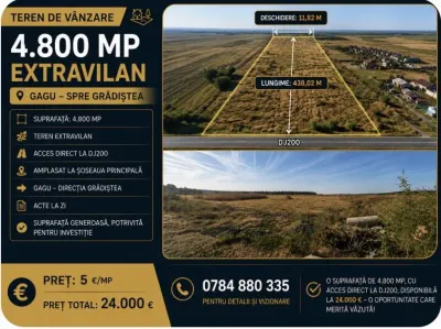 vand teren extravilan – gagu, spre gradistea - Dascalu