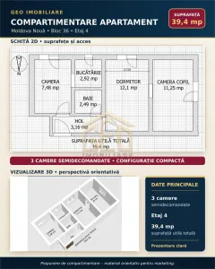 Apartament 3 camere Moldova Noua - poza 6