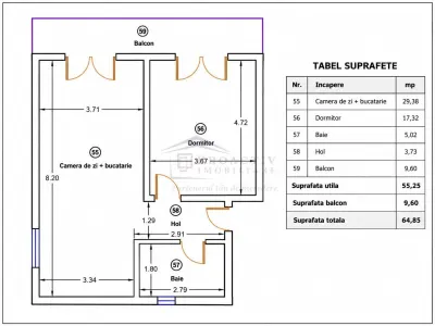 Apartament 2 camere | Etaj 3 | Parcare inclusa | 64.85 mp | 2c-8006 - Ipotesti