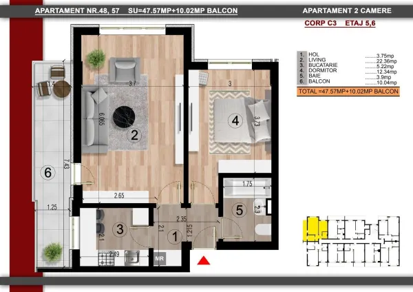 Apartament 2 camere Popești-Leordeni - poza 3
