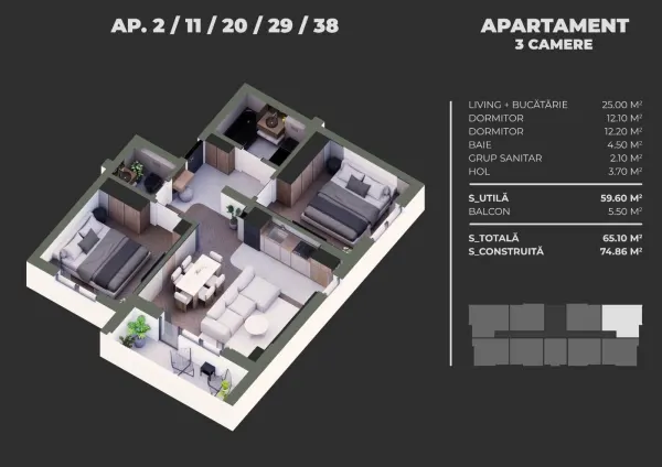 Apartament 3 camere București - poza 2